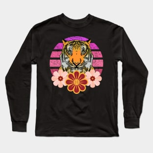 Tiger with Flowers Long Sleeve T-Shirt